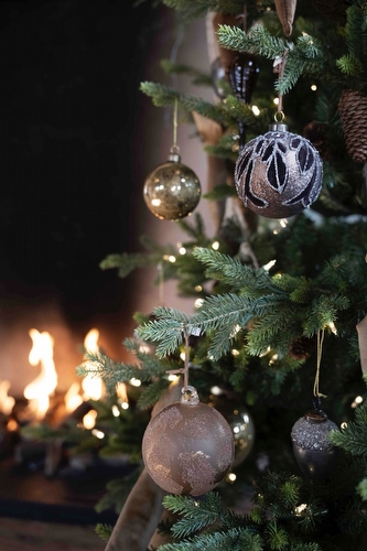 Kerstbal Bruin - Antique Velvet Large