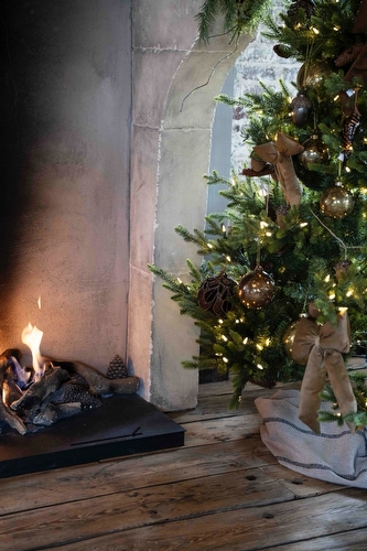 Kerstbal Bruin - Glitter Inside Medium