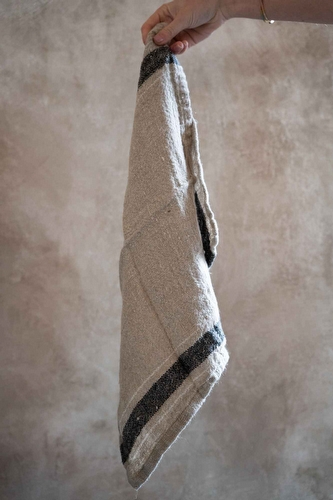 Handdoek - Black Stripe Linnen