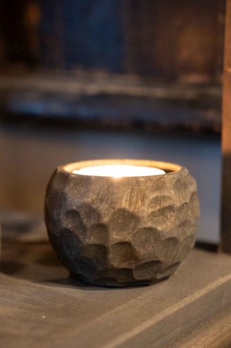 Houten Theelichthouder Pebble - Small