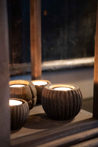 Houten Theelichthouder Ridge - Large