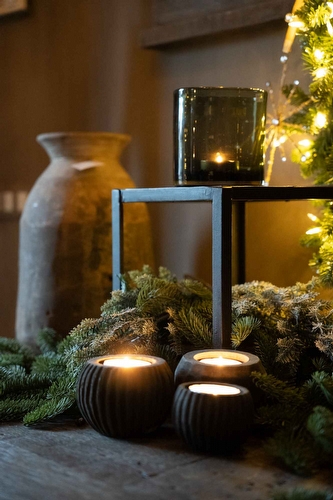 Houten Theelichthouder Ridge - Small