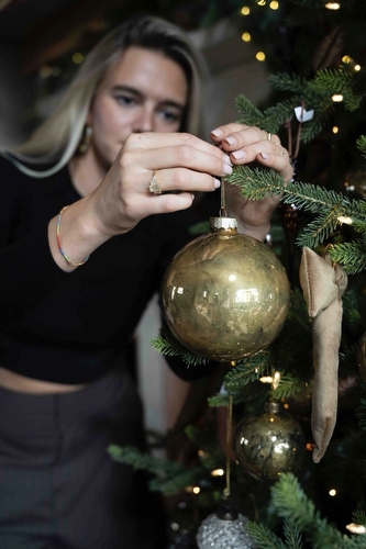 Kerstbal Bruin - Antique Gold Large