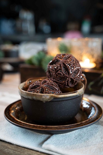 Kerstbal Bruin - Bronze Glow Floral