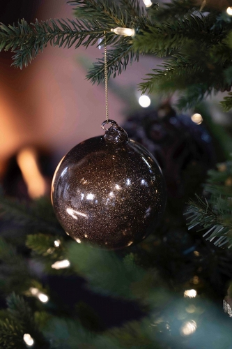 Kerstbal Bruin - Glitter Inside Small