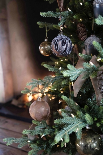 Kerstbal Bruin - Mat Iced Medium