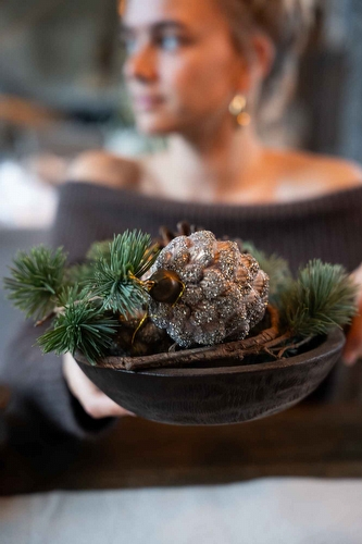 Kerstbal Bruin - Sparkle Pine Small