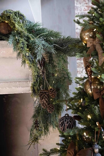 Kerstbal Dennenappel Bruin - Glitter Large