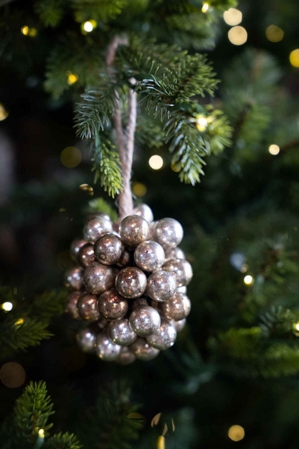 Kerstbal Zilver Bolletjes - Cluster Glow