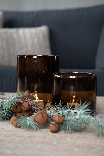 Kerstbel Tak in Roestkleur Small – Set van 4