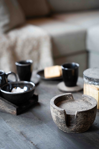 Onderzetters in Houder - Grey finish 