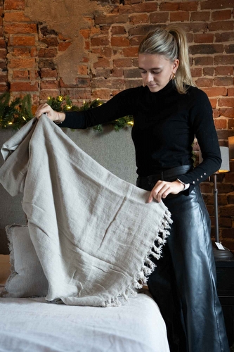 Plaid Beige - 100% linnen