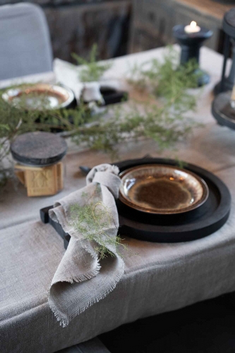 Servet Beige Set van 2 - 100% linnen