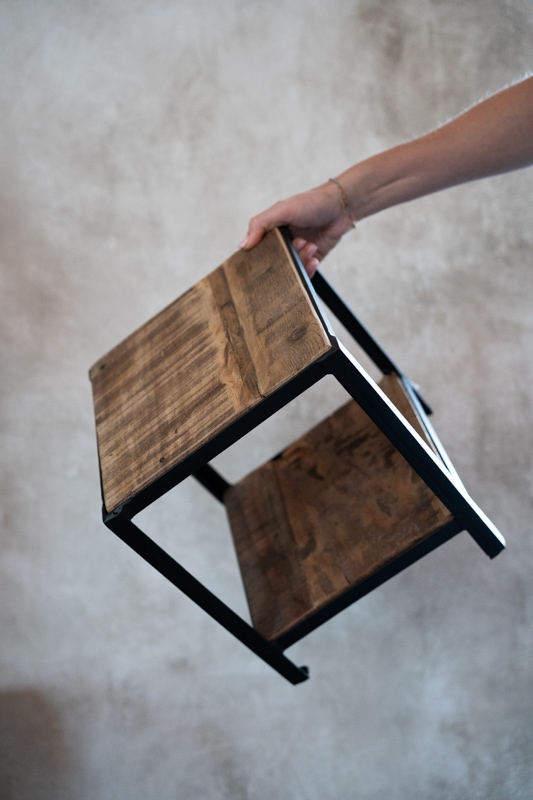 Etagere Hout & Metaal Vierkant - 2 laags