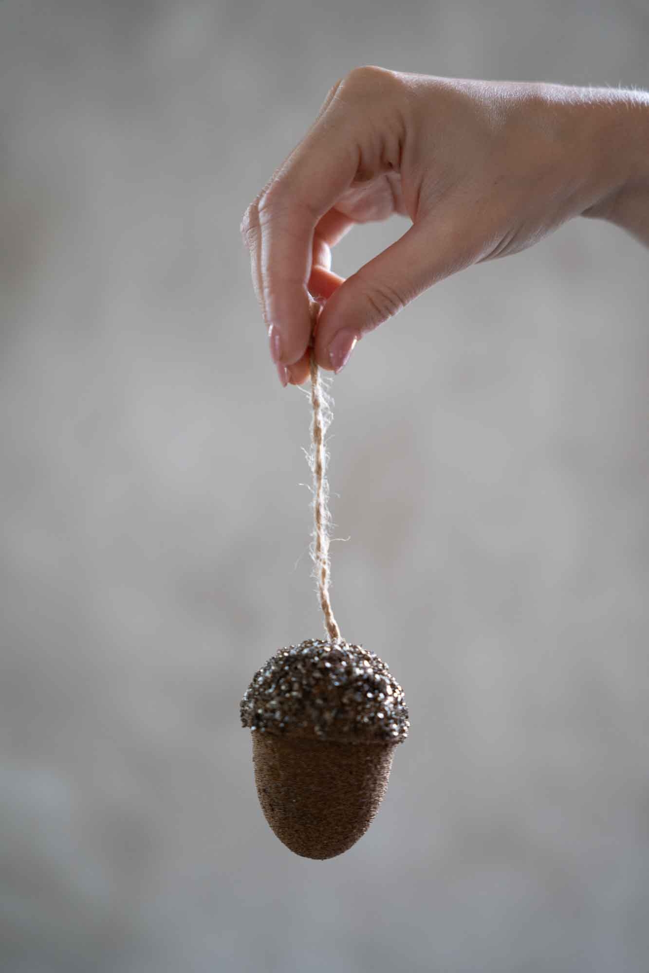 Kerstbal Eikel Bruin - Sparkle Acorn Set van 4