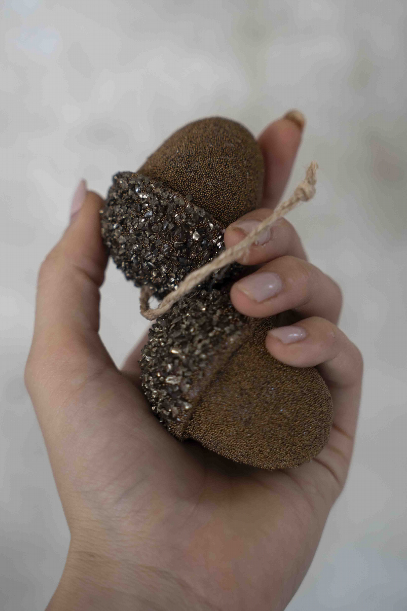 Kerstbal Eikel Bruin - Sparkle Acorn Set van 4 Small